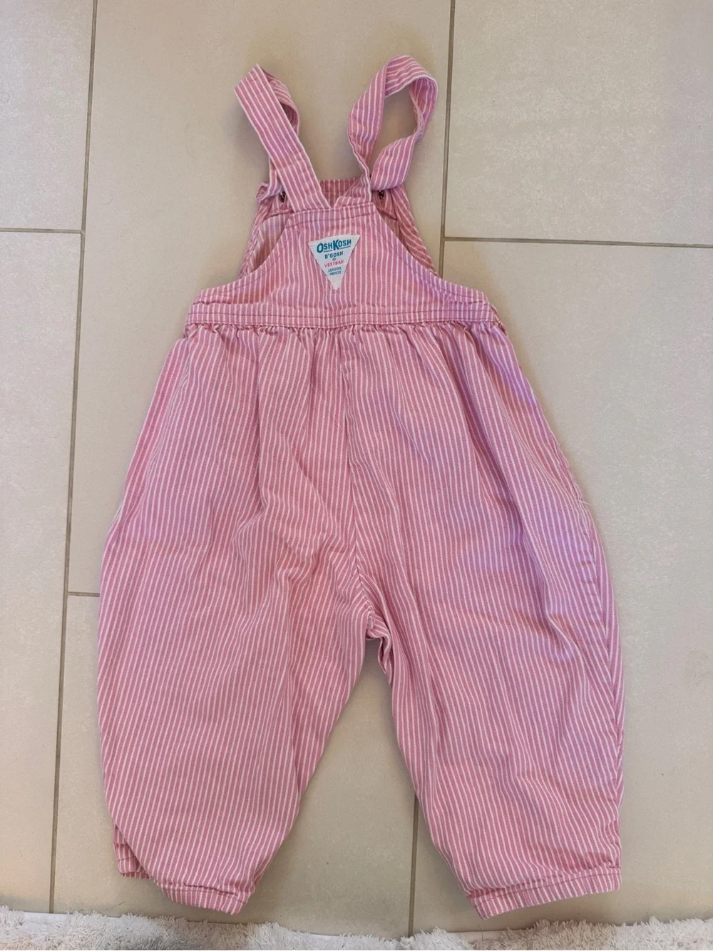 OshKosh B'gosh Pink and White Striped Overalls